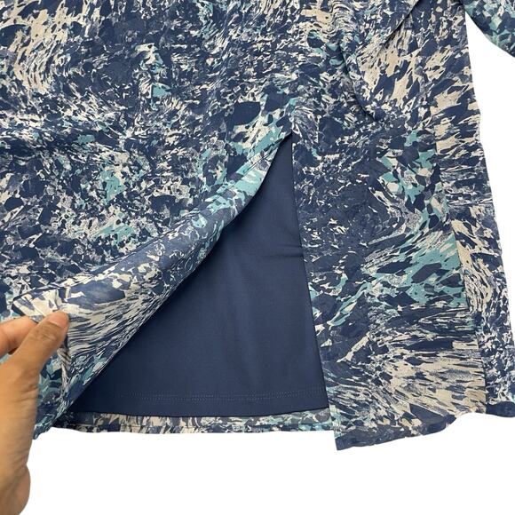 Chicos Blouse Size 1 Blue Printed Top Lined - Picture 7 of 8